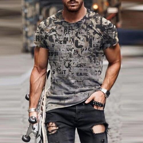 Personality Cultivating Men T-shirt Skin-friendly Unique Pattern Cotton Blended Highly Absorbent Casual Men Blouse for Daily Wea