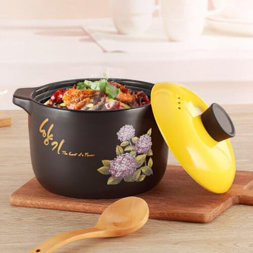 Ceramic Casserole Japanese Yellow Cover Flower Round 3/4/6L Gas Cooker Saucepan Kitchen Pot Home Cooking Supplies Cookware