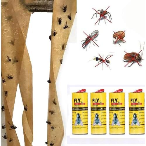 Fly Glue 4 Rolls Sticky Fly Paper Eliminate Flies Insect Bug Glue Paper Catcher Trap A box of Four Rolls of Sticky Fly Stickers