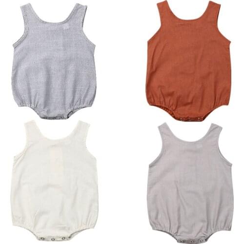 Newborn Baby Girl Boy Sleeveless Clothes Cotton&linen Romper Sleeveless Outfits Baby Clothing