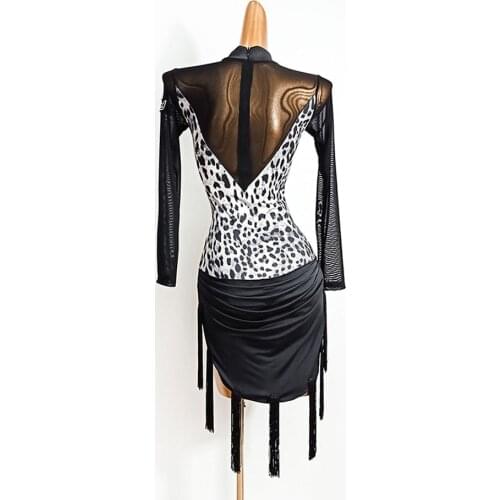 2020 New Latin Dance Dress Women LW622 Leopard Patchword Performance Costume Dancing Cloth Belly Chacha Ballroom Dresses