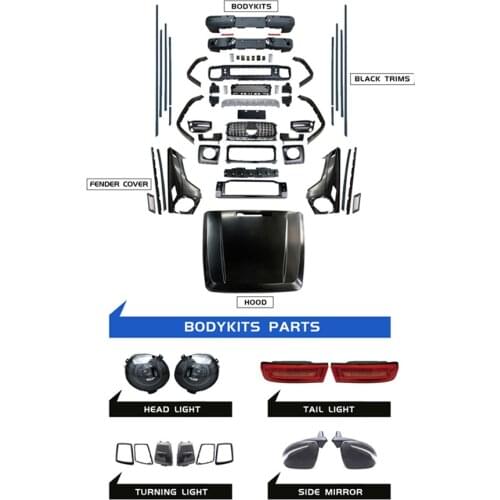 NEW! G class w463 upgrade to 2019 new w464 G63 body kit for w463 G500 G350 to W463A W464 G63 bumpers old to new upgrade
