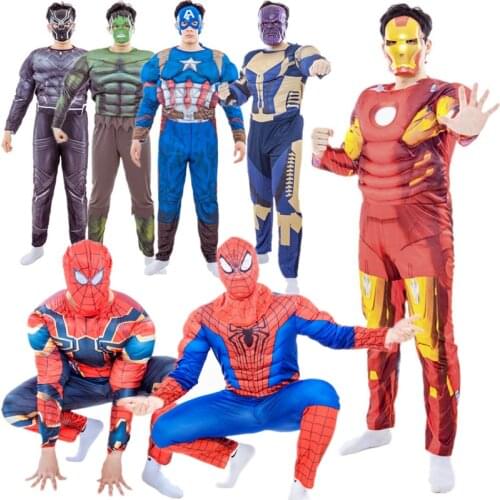 Adult Carnival One Piece Costume/Spiderman/Hulk/Captain America/Black Panther/Muscle Costume Halloween Cosplay Costume