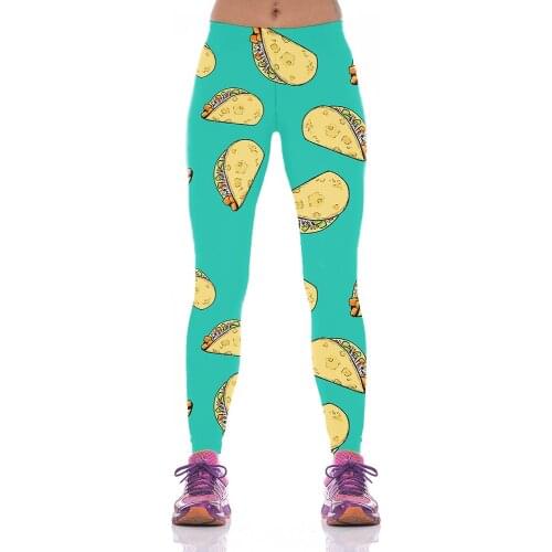 OGKB Leggings Women Fashion Loose Food Sports Gothic Trousers 3D Printing Hamburger Bread Women Leggings Fitness