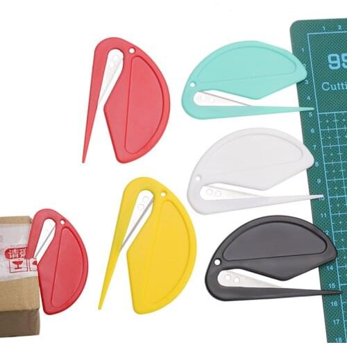 Plastic Letter Opener Mini Sharp Letter Mail Envelope Security Documents Opener Guarded Cutter Blade Office Equipment