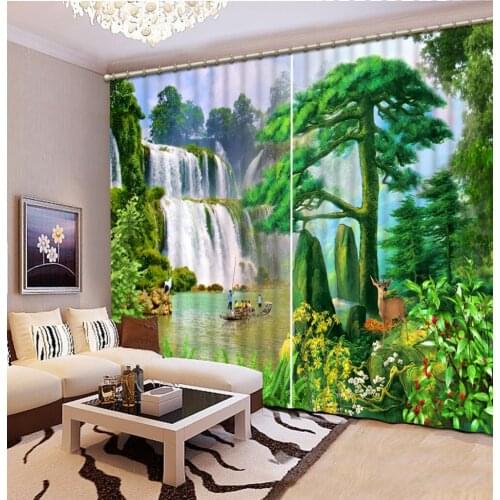 Custom 3d curtains for living room kitchen Waterfall landscape 3d blackout window curtains luxury curtains 3d stereoscopic