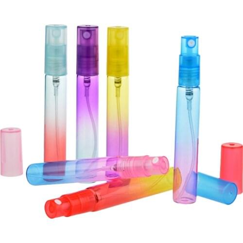 8ML Portable Colorful Glass Refillable Bottle With Atomizer Empty Cosmetic Containers Sprayer For Travel Random Colors