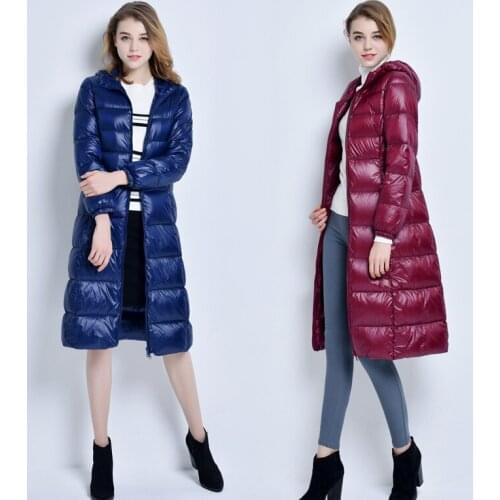 New autumn winter Fashion down long coat women Casual slim hooded down jacket Elegant larger size korean fashion clothing Mw928