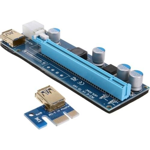 PCI-E Riser Card USB 3.0 CablePCI Express 1X to 16X Extender PCIe Adapter SATA To 6Pin Power Supply for BTC Bitcoin Miner Mining