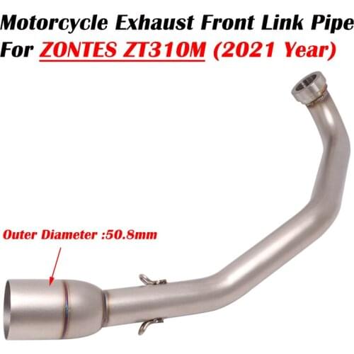Slip On For ZONTES ZT310M 310M 2021 Motorcycle Exhaust System Escape Modify Stainless Steel Front Link Pipe 51mm Connecting Pipe