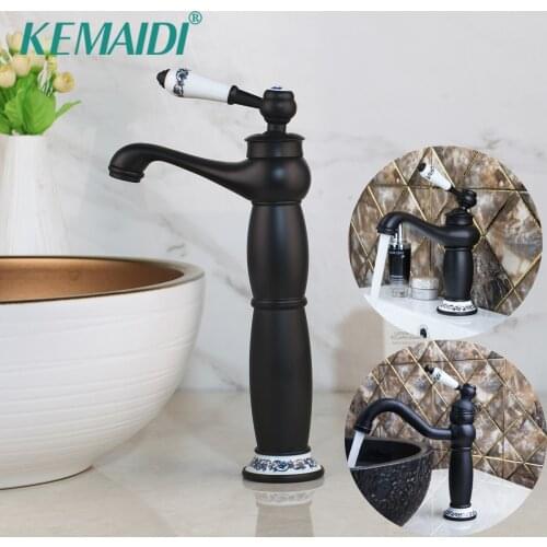 KEMAIDI Black Basin Faucets Bathroom Sink Faucet Single Handle Deck Mounted Faucet Hot And Cold Mixer Water Tap Mixer