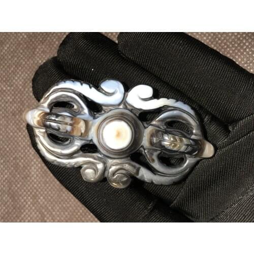 Big Treasure Talisman energy Tibetan Onyx Vajor Dorje Sculptural Pendant Amulet Timestown