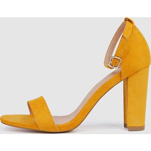 Sexy High Heels Women Shoes Fashion Summer Sandals Woman Pumps Dress Party Wedding Shoes White Yellow Block Heels Ladies