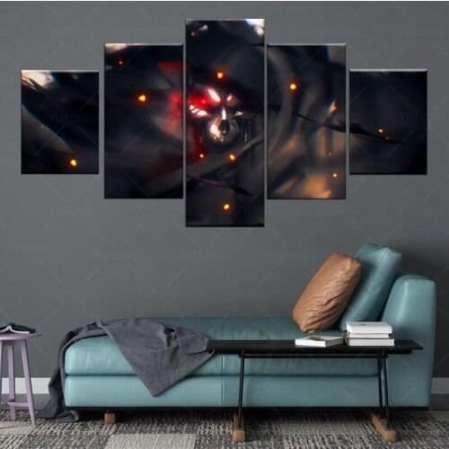 High Quality Canvas Print Type Picture 5 Panel Anime Overlord Ainz Ooal Gown Poster Modern Home Decorative Wall Artwork