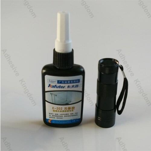 High Quality 50g kafuter K-302 UV glue +portable UV flashlight acrylic transparent adhesive UV curing adhesive