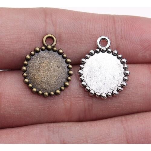WYSIWYG 20pcs 12mm Inner Size Vintage Antique Bronze Antique Silver Color Zinc Alloy Cameo Cabochon Base Setting