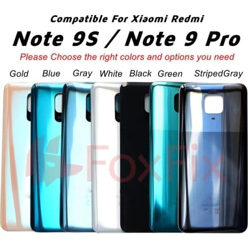 For Xiaomi Redmi Note 9 Pro 9S Battery Cover Back Glass Panel Rear Housing Door Case for Redmi Note 9 Pro Battery Cover Replace