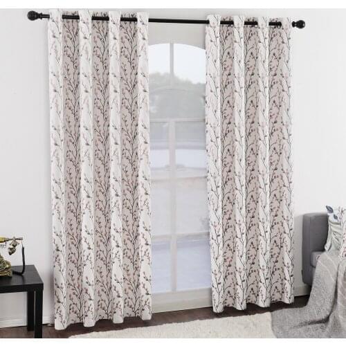 Pink Jacquard Flower Blackout Curtains for Girls Bedroom High Quality Polyester Living Room Kitchen Cute Window Treatment