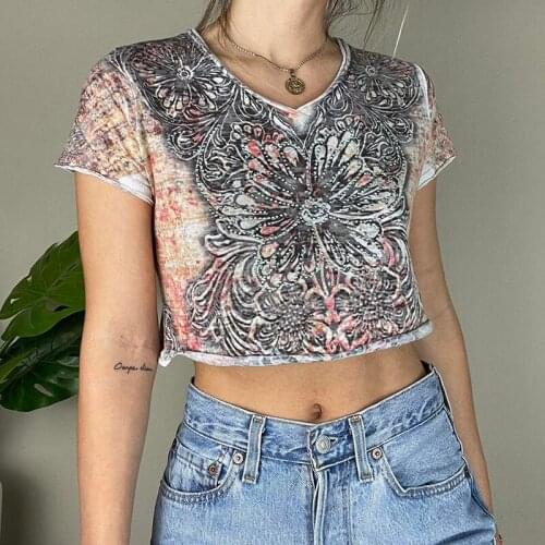 Fashion New 2020 Drawstring T-shirt Lady Short Sleeve Knit Tee Women Summer Deep V-neck Casual Clothes Drawstring Crop Tops