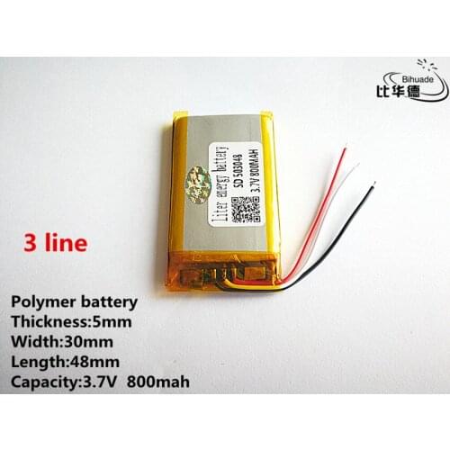 10pcs/lot 3 line Good Qulity 3.7V,800mAH,503048 Polymer lithium ion / Li-ion battery for TOY,POWER BANK,GPS,mp3,mp4