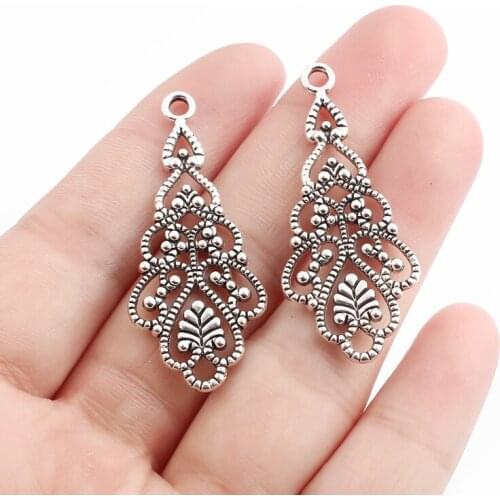 10pcs Earring Connector Charms Findings Tibetan Silver Color Earring Charms Connector Jewelry Accessories 41*8mm