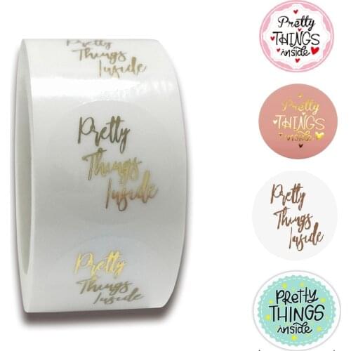 100-500pcs Seal Label Stickers Pink Pretty Things Inside Stickers Thank You Stickers Gold Paper For Small Business Packaging