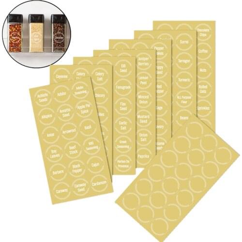8 Sheet 144PCs Kitchen Jars Bottle Container Label Various Food Label Clear Stickers on Can Storage Box Item Mark Spice Stickers