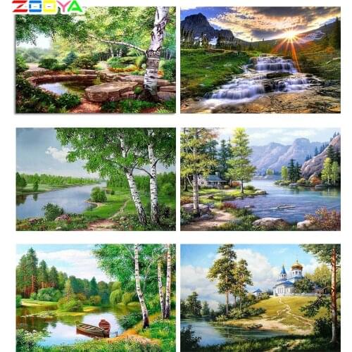 ZOOYA Diamond Embroidery 5D DIY Diamond Painting Embroidery With Diamonds Cross Stitch Patterns Lake Water Tree Landscape R589