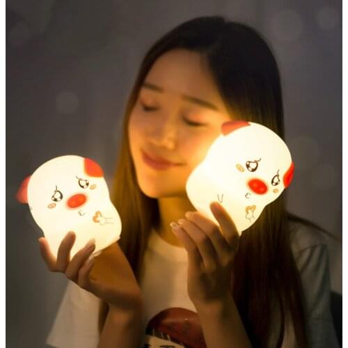 CPYP 2020 Multicolor Changing Cartoon Led Mood Pig Silicone Night Light Led Nursery Night Lights