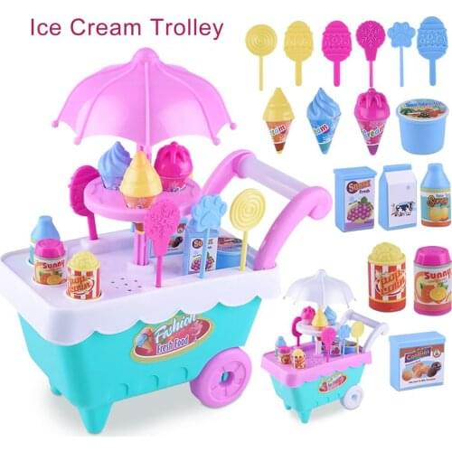Early Learning Enlightenment Experience Shopping Le Chao Childrens Simulation Candy Ice Cream Cart Girl Puzzle House Set Toys