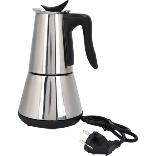 Electric Stove Espresso Maker Moka Pot 6 Cups Percolator Coffee Pot Electric Stainless Steel Classic Cafe Maker EU Plug