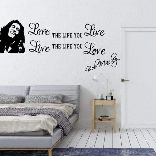 Art Wall Stickers Living Room Decoration Love The Life Of You Live Bob Marley Quotes Vinyl Wall Decals Home Decor Bedroom Y676