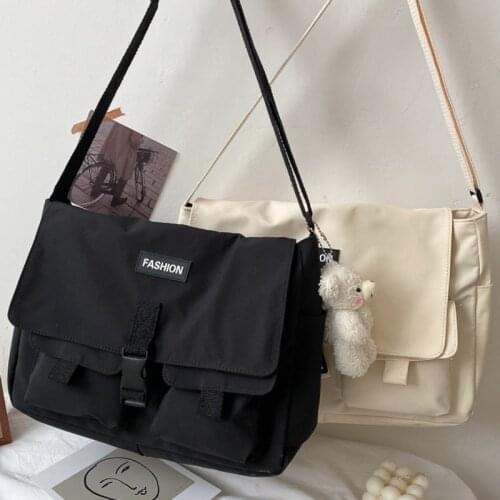 Korean Fashion Handbags For Women Large Capacity Student Shoulder School Bag Sports Leisure Style Womens Bag Simple Canvas Bag