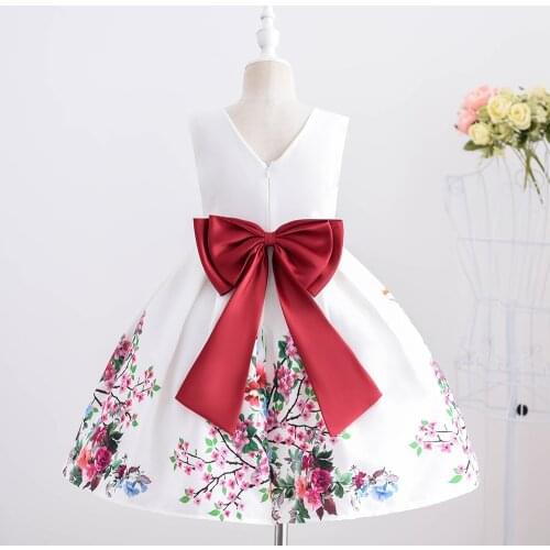 Summer Kids Clothes Girls Exquisite Printing Children Dresses Toddler Girl Clothes Big Bow Princess Dress Little Girl Clothing