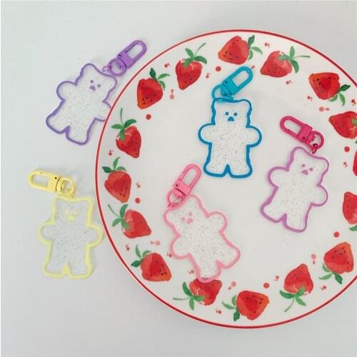 Cartoon Transparent Children Keychain, Mini Acrylic Bear Keychain, Bag Earphone Sleeve Key Pendant, Children’s Gift