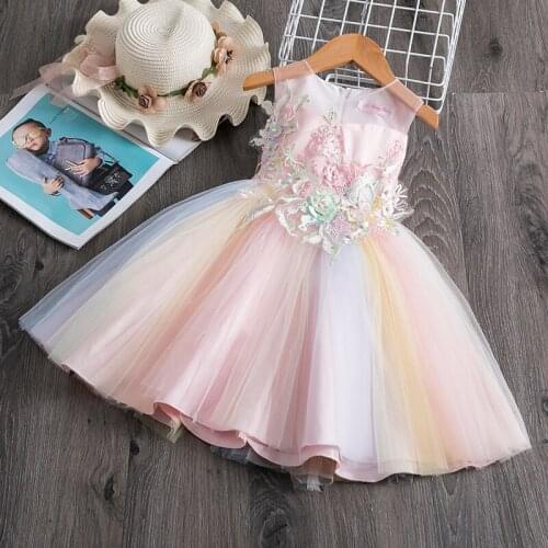 Girl Tutu Birthday Outfits 3-8 Year Children Clothing New Brand Floral Girl Dress For Infant Kids Baby Girl Party Wear Dresses