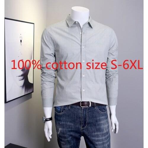 New Arrival Fashion Large Men 100% Cotton Long Sleeve Spring Casual Shirts Mens Shirts Plus Size S M L XL 2XL 3XL 4XL 5XL 6XL