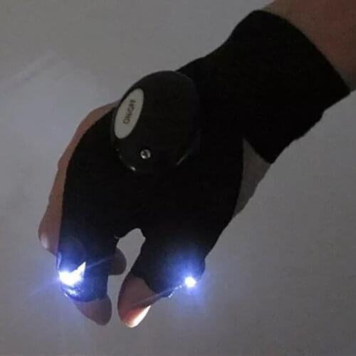 Night Light Waterproof Fishing Gloves with LED Flashlight Rescue Tools Outdoor Gear Cycling Practical Durable Fingerless Gloves
