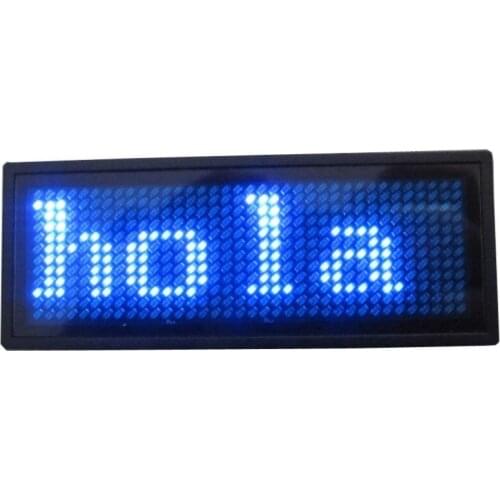 Rechargeable Blue LED Programmable name Badge with USB Programming * Window 8 Compatible Show support English Russian Arabic