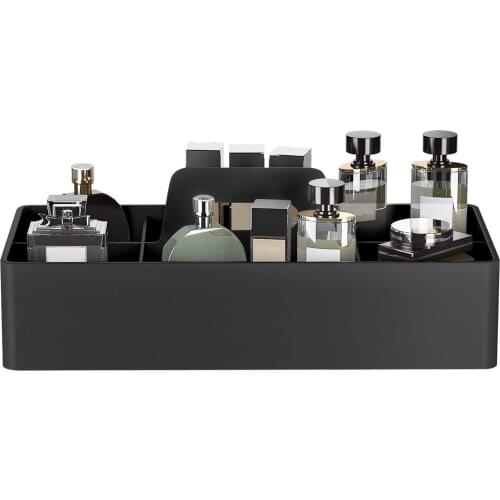 Plastic Portable Makeup Organizer, Shower Caddy Tote Divided Basket Bin with Handle Basket Storage Organizer (2 Pack, Black)