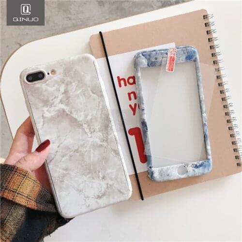 QINUO 360 Full Body Hard Phone Case For iphone 11 Pro Max XS Max X XR 6s 7 8 Plus 5 SE 2020 Cover Marble Stone Shockproof Coque