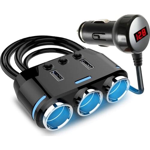 12V-24V Car Cigarette Lighter Socket Splitter Plug LED USB Charger Adapter 3.1A 100W Detection For Phone MP3 DVR Accessories