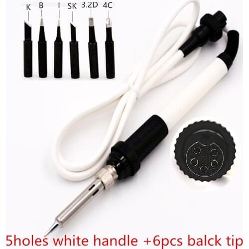 SZBFT White Soldering Iron Handle for HAKKO 907/ESD 907 936 937 928 926 Soldering Station with 6pcs soldering tip free shipping