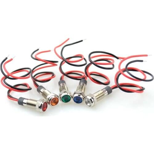 1pc 6mm Waterproof Warning LED Metal Indicator Pilot Light Signal Lamp 3V 5V 6V 12V 24V 220V Machine Car Boat Working PC Power