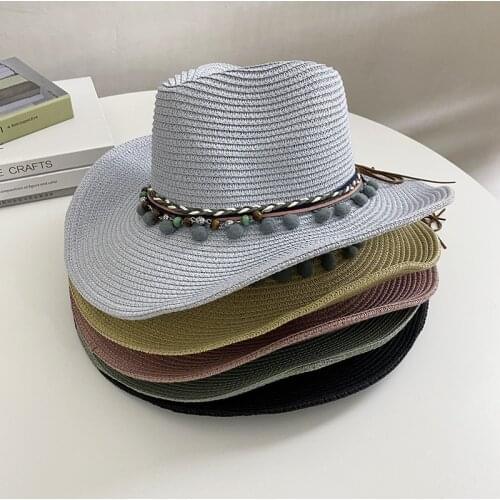 Panama Hat Straw Hat Men Women Sun Hat Summer Wide Brim Floppy Fedora Beach Cap UV Protection Cap Chapeau Jazz Trilby Cap