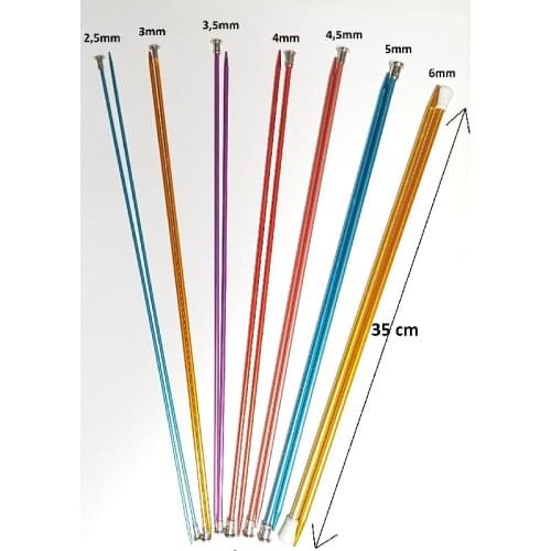 Knitting Needles Set 7PCS 35cm No: 2.5 to 6 Hook Aliminum DIY Handle Yarn Weaving Craft Tools
