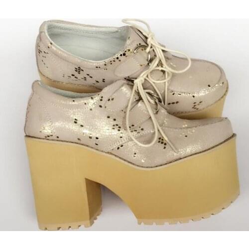 Princess sweet punk shoes muffins thick sole shoes Harbin punk British retro casual high grade real leather shoes an7019