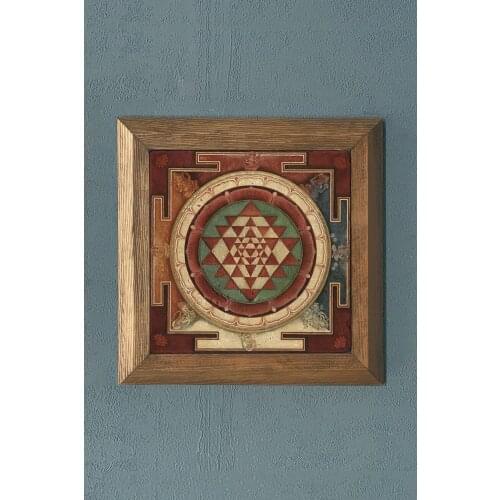 Solid Framed Sri Yantra Stone Table-Wall Decor-28x28 Cm Decor