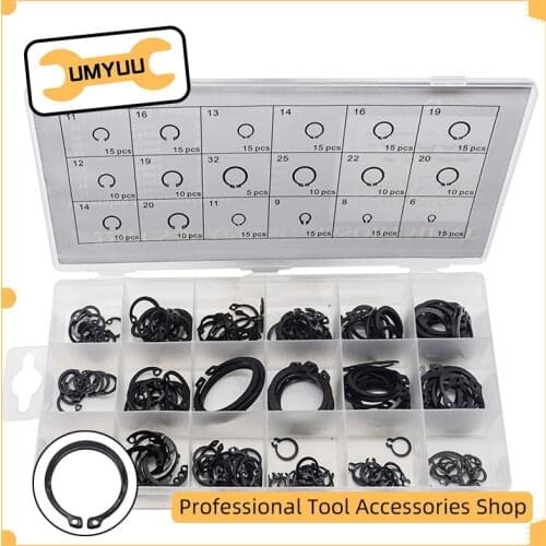 UMYUU 225PCS E-type Cir clip Lock Snap Retaining Ring Circlip Set External Assortment Set Holes Shaft Collar Washer