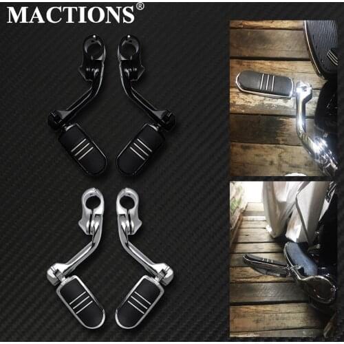Universal Motorcycle 1.25‘’ 32mm Long Angled Highway Engine Guard Foot Pegs Kits For Harley Touring Sportster Dyna Softail Model